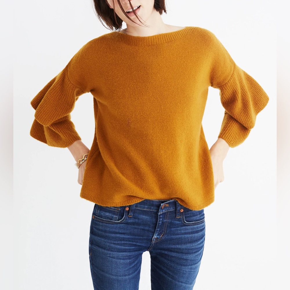 Women’s Madewell Tier-Sleeve Sweater in Coziest Yarn Golden Harvest  Size XXS